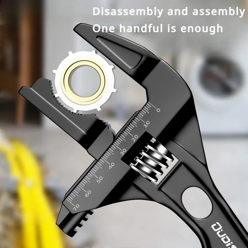 OUDISI Adjustable Wrench Multi Functional Dual Use/Four Use Large Open End Wrench Household Open Bathroom Pipe Adjustable Wrench