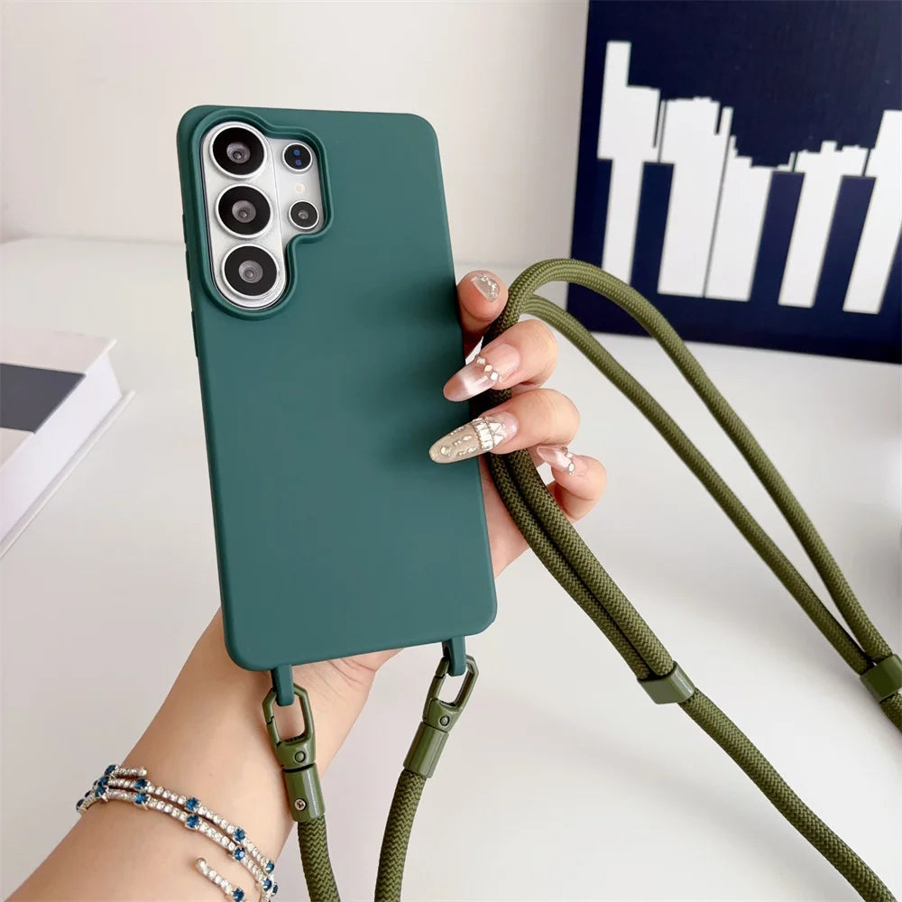 Official Lanyard Case For Samsung Galaxy S26 S25 Edge S24 Ultra S23 S22 S21 Plus S20 FE A16 A06 5G Crossbody Cord Strap Cover