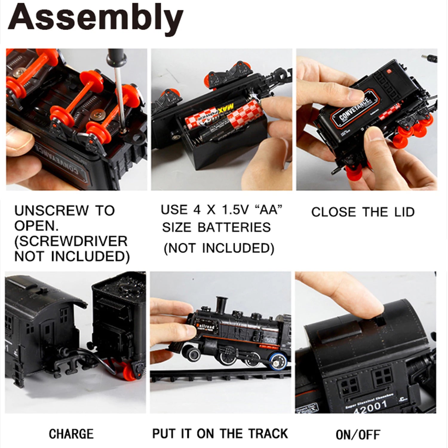 Classical Battery Operate Electric Railway Train Simulation Steam Locomotive Set Adding Water to Smoke Train Toys Lights Sounds