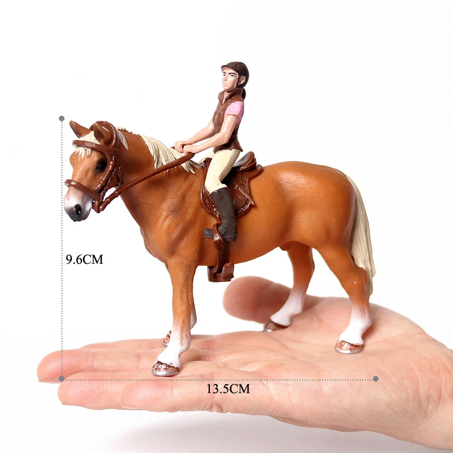 Realistic Equestrian Rider Horse with Saddle and Bridle Riding Playset Model Figures Decoration Educational Toys for Kids