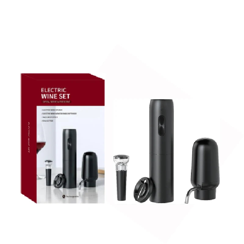2024 New Design 4-in-1 Lithium Rechargeable Electric Bottle Wine Opener Set, Wine Aerator Pourer,Foil cutter,Wine stopper