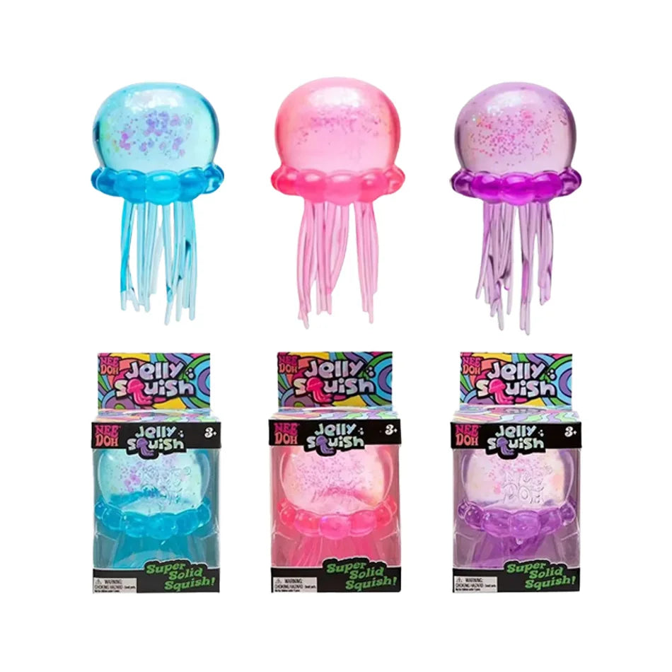 Glitter Octopus Squishy Toy Soft Stress Relief Fidget Toy Squeeze Jellyfish Squishy Compression Decompression Toy for Kid Adults