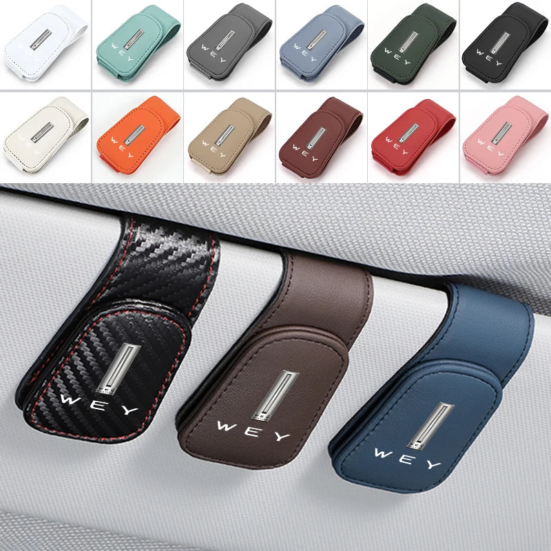 For WEY Car Visor Glasses Clip Leather Hidden Card Slot Organizer Tank 300 VV6 VV5 VV7 GT Mocha Splash Guard Mudguards