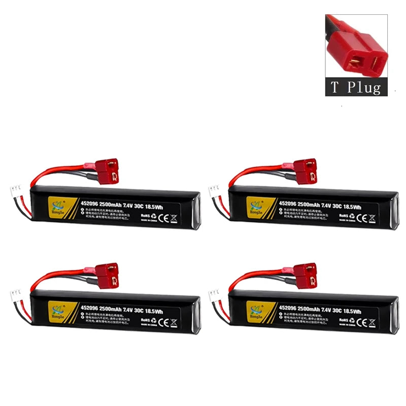 7.4V 2500mAh Lipo Battery Split Connection for Water Gun 2S 7.4V Battery for Mini Airsoft BB Air Pistol Electric Toys Guns Parts