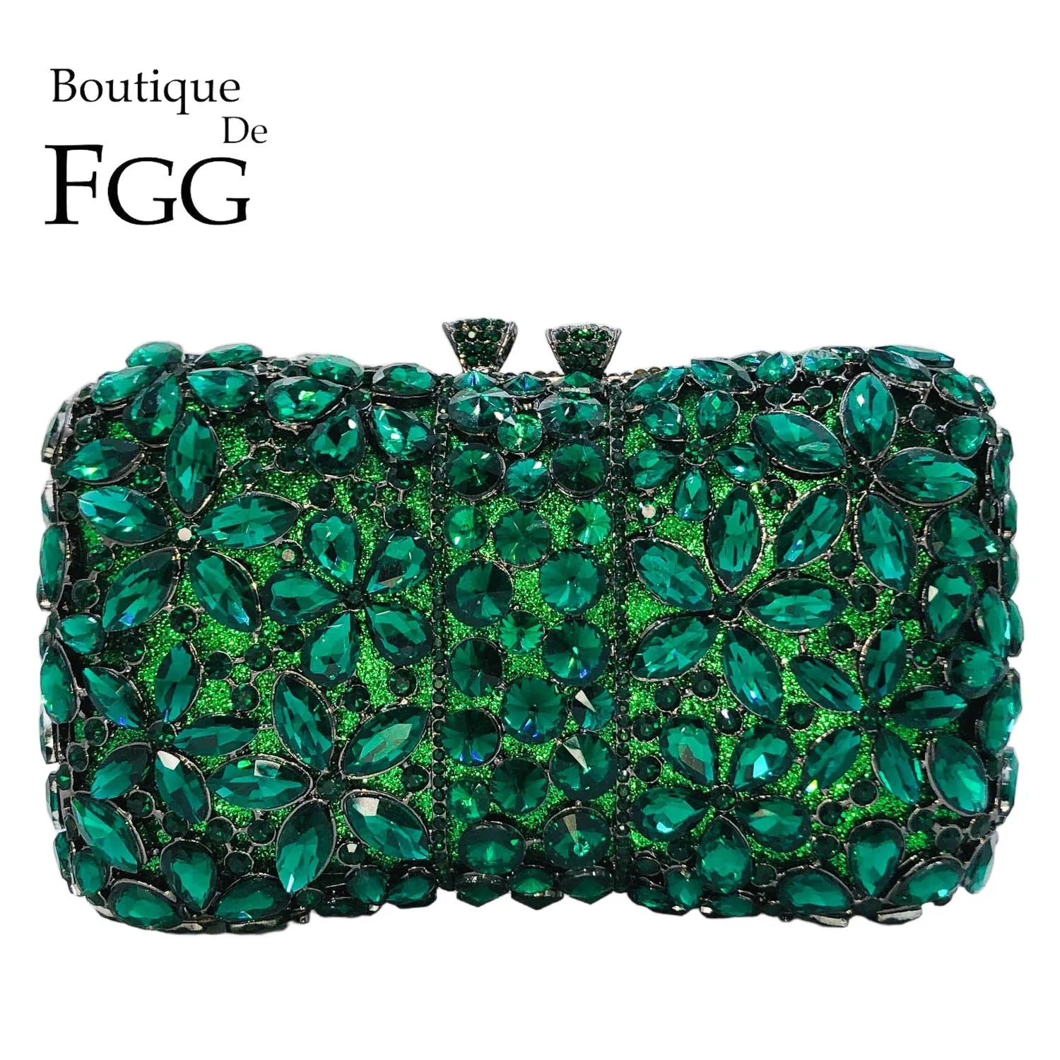 Boutique De FGG Flower Clutch Purses for Women Rhinestone Clutch Bags Formal Evening Handbags Party Dinner Crystal Clutch Bag
