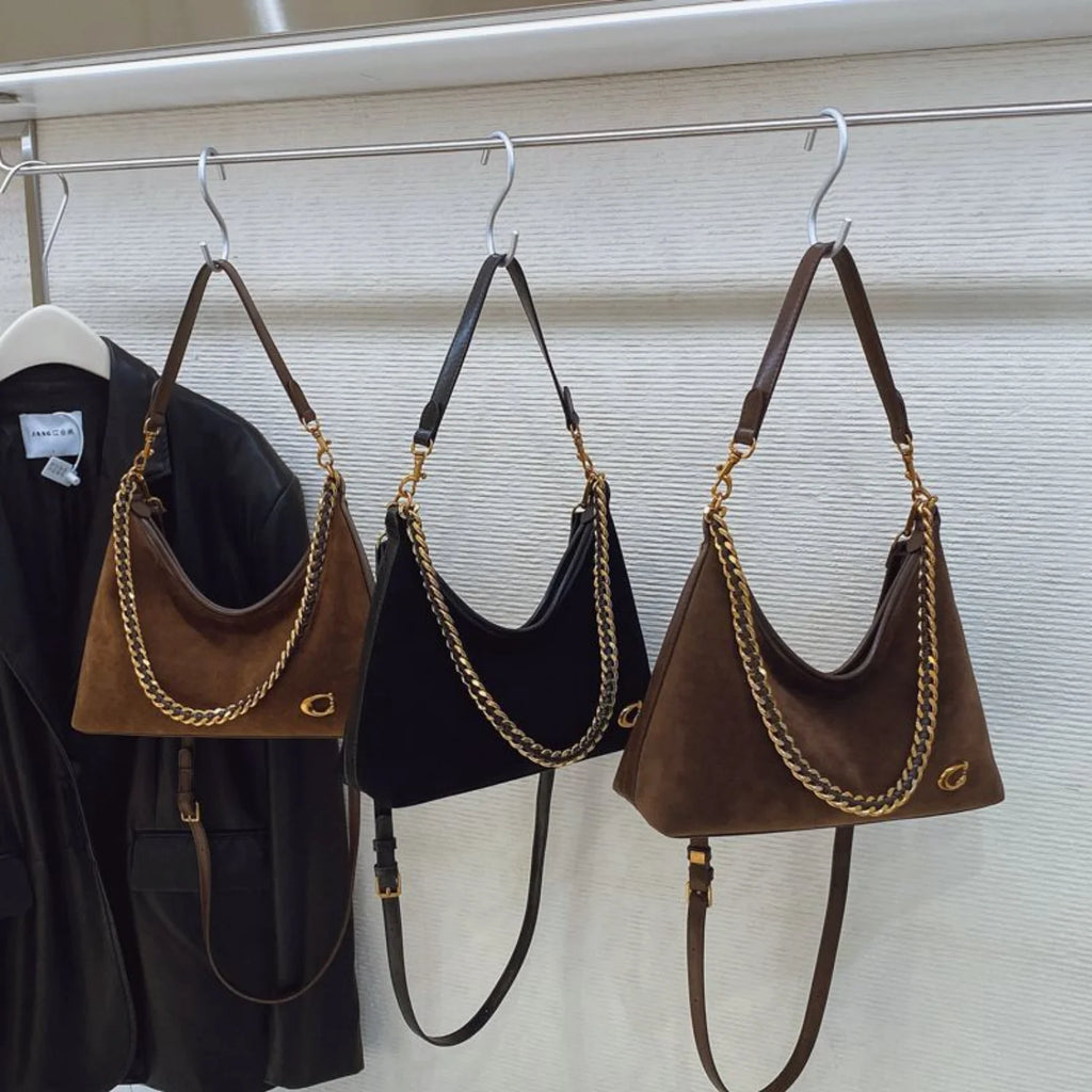 New women's lightweight luxury fashionable high-end black suede crossbody bag, versatile and large capacity tote bag