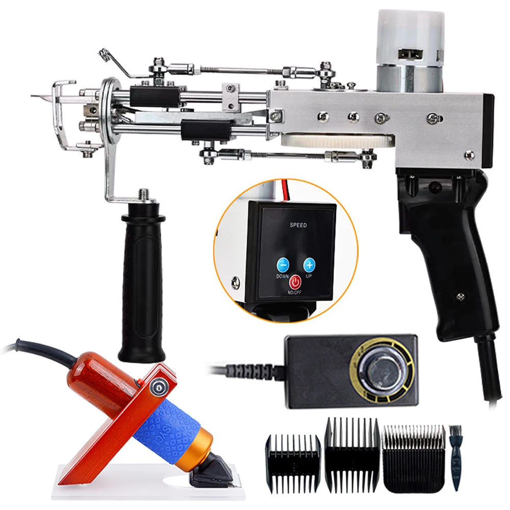 Tufting Gun 2 in 1 Set Electric Carpet Tufting Gun Electric Carpet Tapis Knitting Tufting Pistol Weaving Flocking Rug Machine