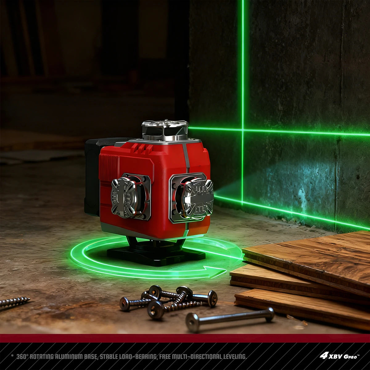 YEVOLT YVGLL4LD16 16 Lines 4-Plane Green Laser Level Self-Leveling Horizontal & Vertical Tool Remote Control