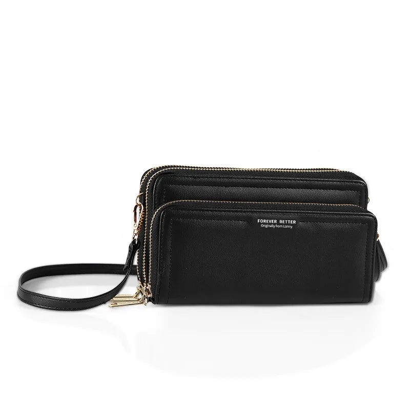 Ladies Wallet Double Layer Large Capacity Clutch Shoulder Bag Crossbody Mobile Phone Bag Coin Purse Card Holder Female Handbags