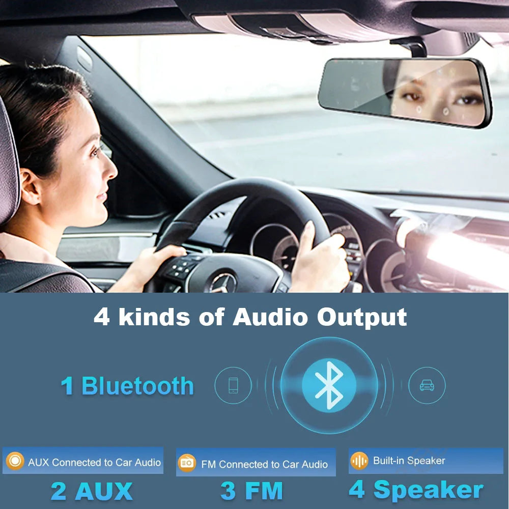 HGDO 10" 4K Mirror Carplay&Android Auto Car DVR Dash Cam Backup Rear View Camera with 5G Wifi BT FM AUX Mirror Link 24H Monitor