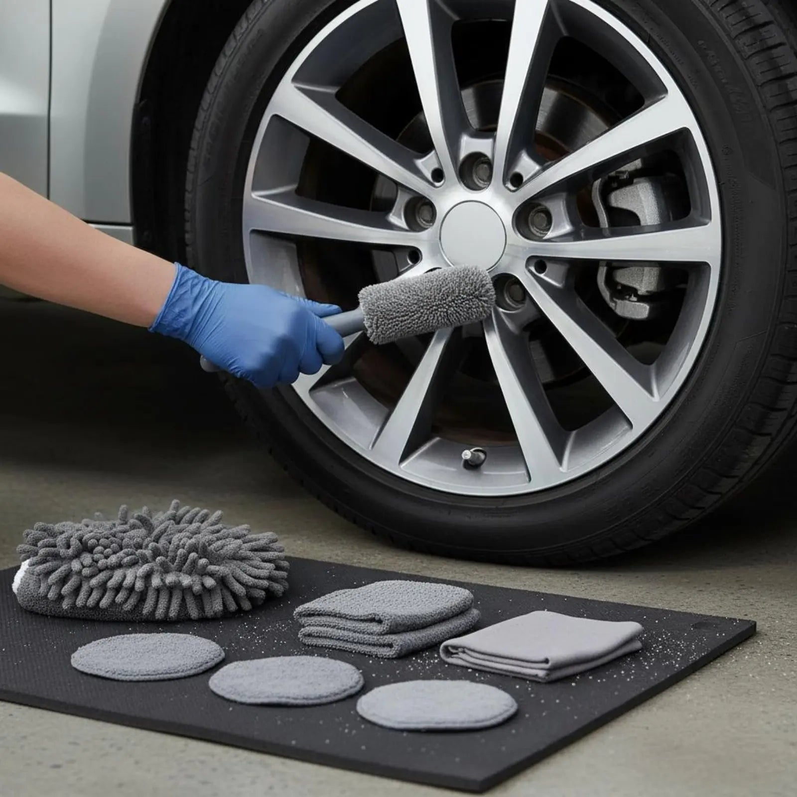 9 Pieces 9 Piece Car Cleaning Tool Set Portable Storage Bag Microfiber Car Wash Kit