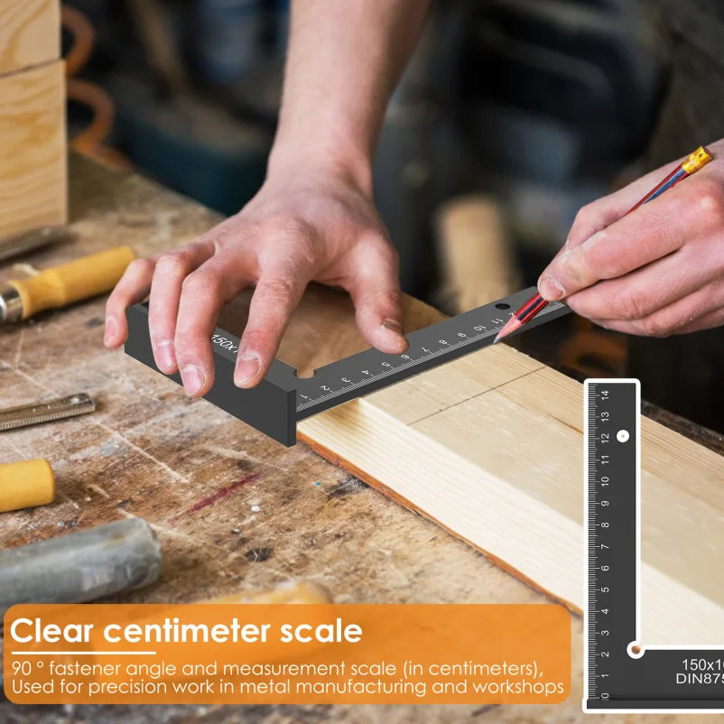 2Pcs Engineer Square Ruler Portable Machinist Square Aluminum Alloy 90 Degree Right Angle Ruler Precise Carpenter Measuring Tool