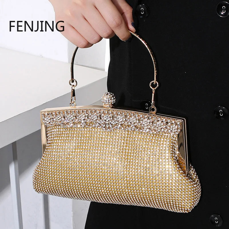 Shinny Luxury Clutch Bag Glitter Wedding Evening Bags with Rhinestone Shoulder Bags Small Handbags Hobos Fashion Party Purse