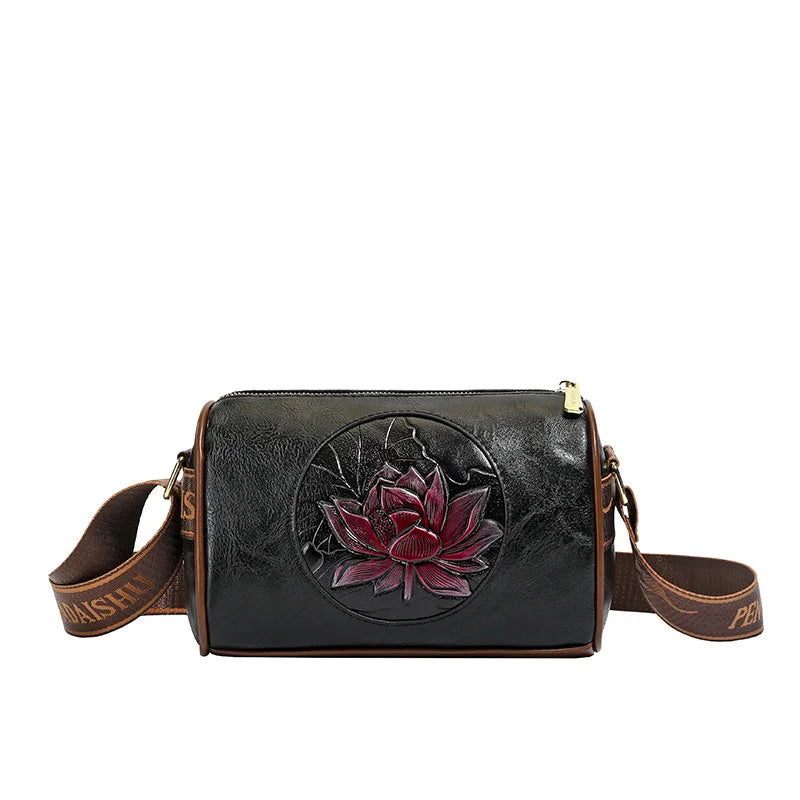 HOMEFISH Women Soft Leather Crossbody Handbag, Fashion Printed Casual Shoulder Bag Multi-purpose Ladies Messenger Tote Purse