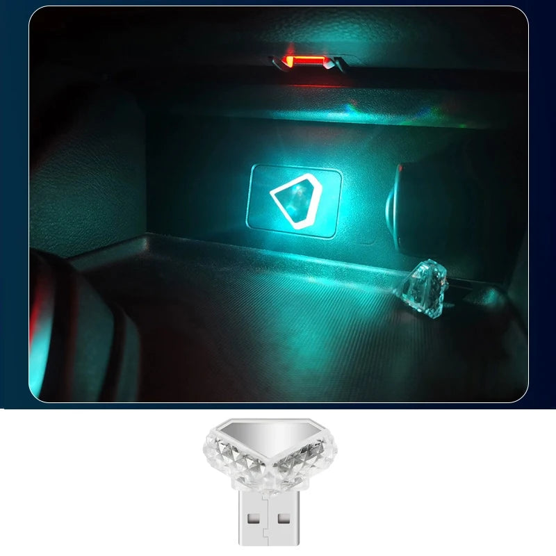 TypeC car atmosphere light, wireless modification for interior decoration, car USB rainbow atmosphere night light Type-C