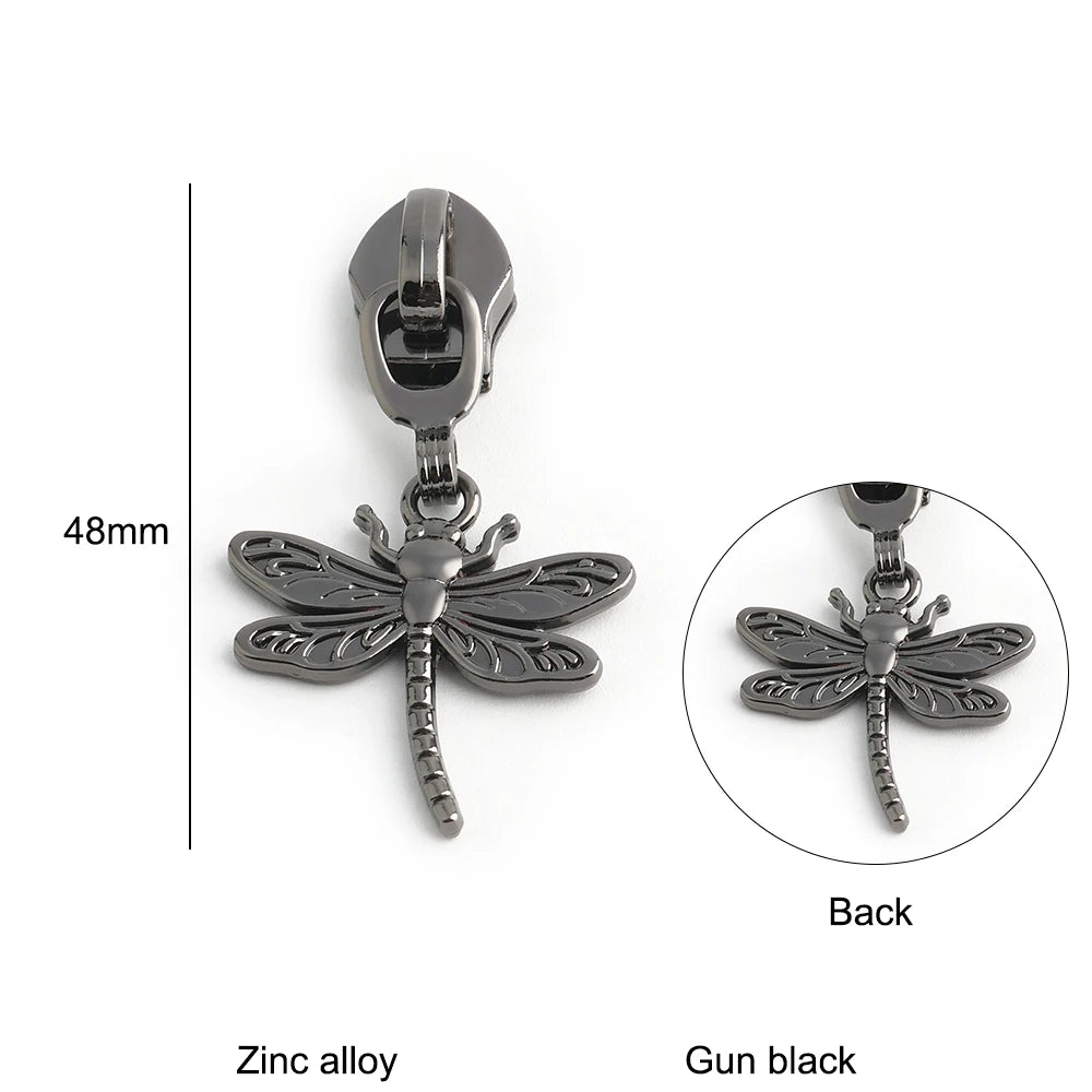 10/40/100PCS Owl/Dragonfly/Bee/Butterfly Shape 5# Nylon Zipper Sliders For Decorative Zipper Tab Bags Pocket Sewing Accessories