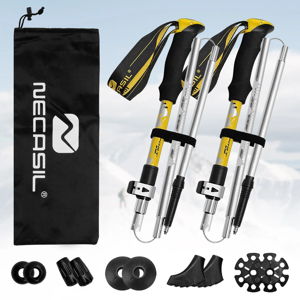 2PCS Aluminum Alloy Folding Trekking Poles Set - Lightweight Telescoping Walking Sticks for Hiking,Off-Road & Outdoor Adventures