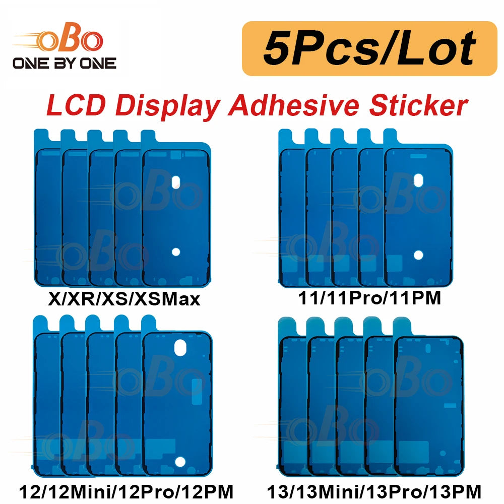5Pcs LCD Display Adhesive Waterproof Seal Sticker for iPhone 12 13 Mini XS 11 Pro Max X XR Front Side Seal Tape Glue Repair