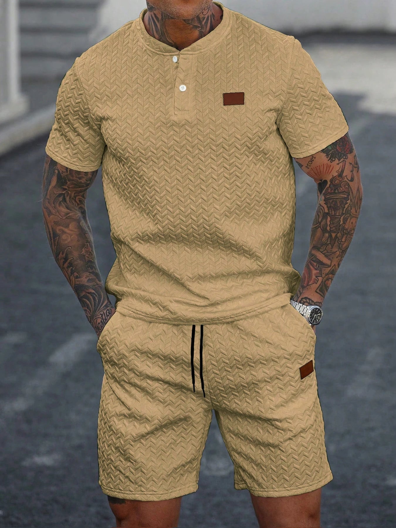 New Summer Casual Sports Shorts: Featuring a knitted, slightly stretchy jacquard design, these solid-color shorts offer a simple