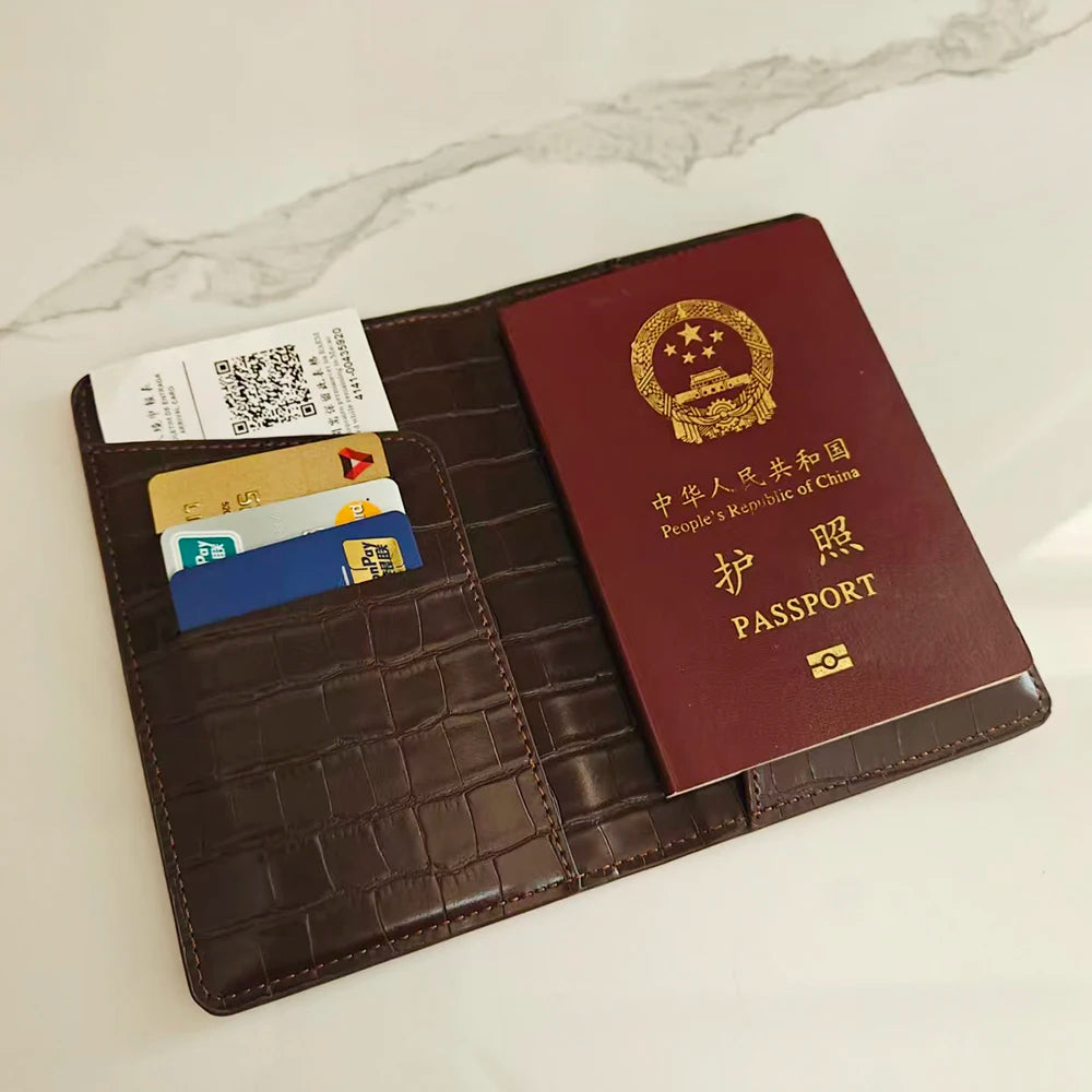 Crocodile Passport Cover Luggage Tag  Luxury Custom Letter Travel Accessories PU Leather Passport Holder Suitcase Name Label Set