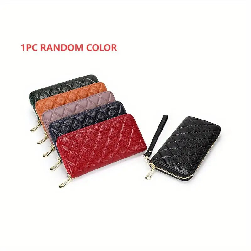 2025 Women's Genuine Leather Long Wallet - Large Capacity Zipper, Embossed Fashion Pattern, Double as Female Phone Bag