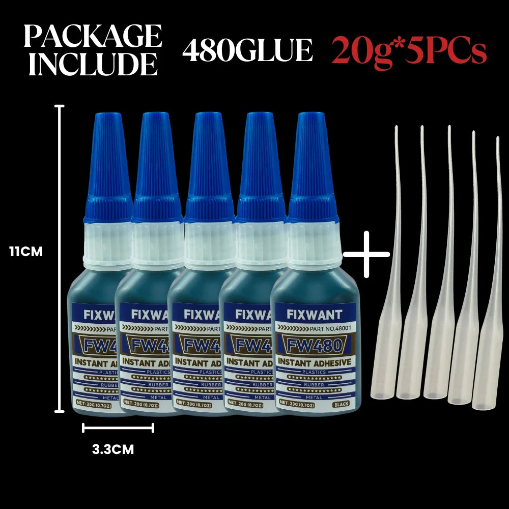 480 Black Super Glue, Quick-Bondig Adhesive Leather Rubber Wood Metal Strong Liquid Glue for Rubber Including EPDM
