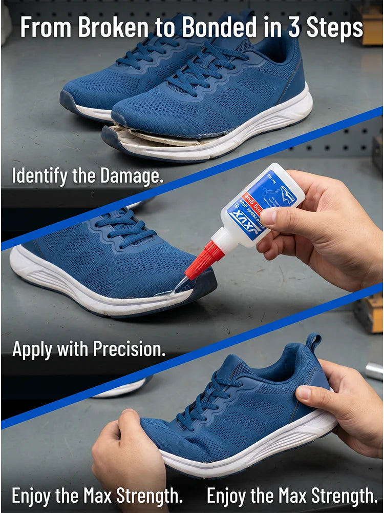 Adhesive for Quick Shoe Repairs, Transparent Glue for Invisible Repairs and Bonding, Strong, Waterproof and Quick-Drying Adhesive