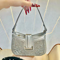 Fashionable Sequin Knotted Handbag Pu Material Dinner Bag Hot Diamond Rhinestone Handbag Chain Crossbody Clutch Bag