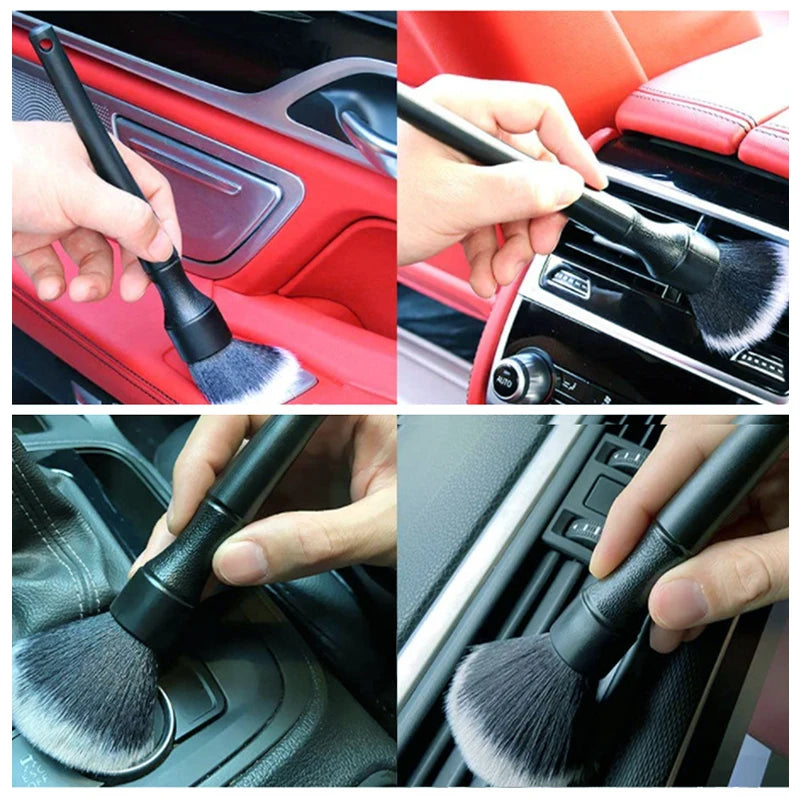 SEAMETAL 3pcs Car Air Conditioning Vent Cleaning Brush Crevice Sweep Dust Duster Car Interior Brushes for Car Wash Tool Set