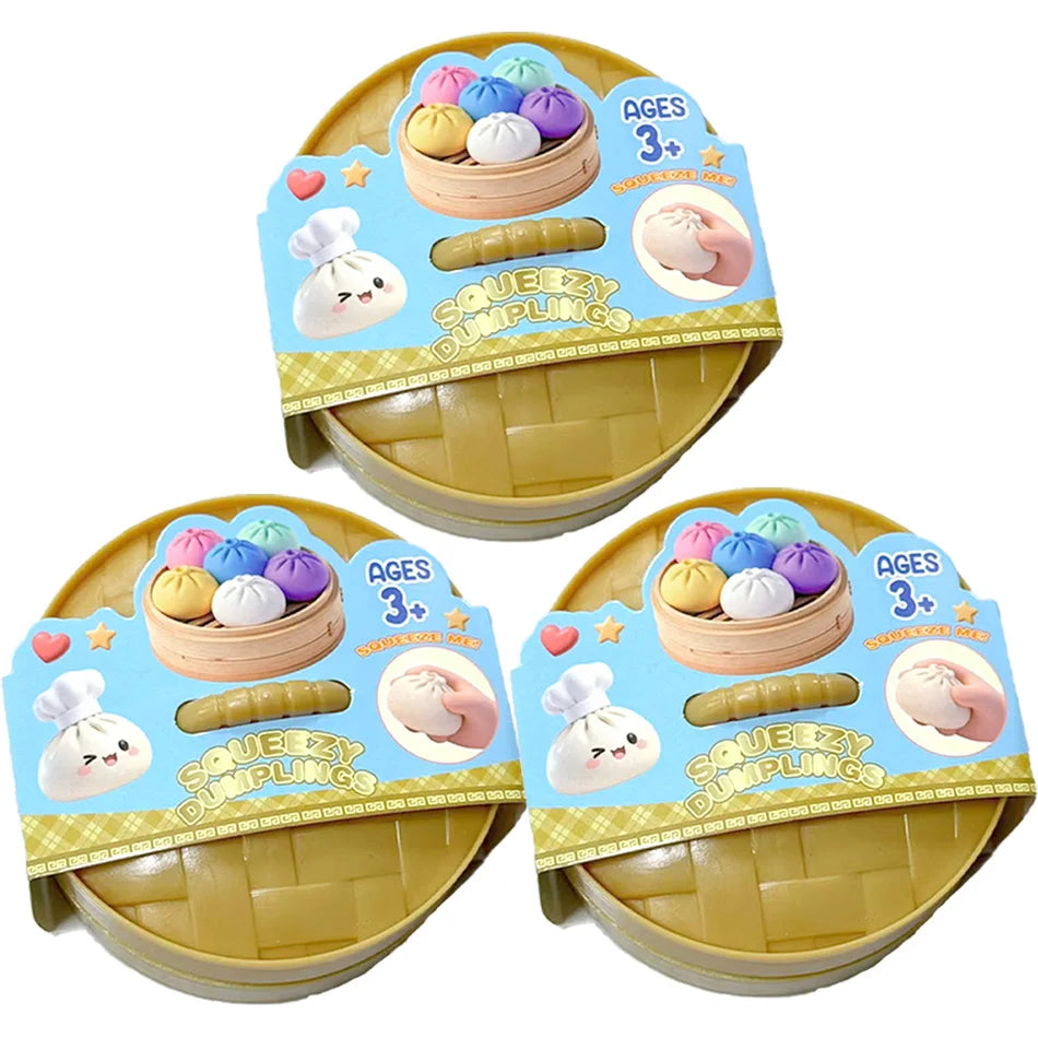 Colorful 6 Styles Glitter Dumpling Glitter Dumpling Squishy with Box Dumplings Sensory Squeeze Toy for Stress Relief Toys