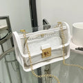PVC Transparent Jelly Bag Small Square Bag Transparent Crossbody Bag for Women Candy Color Letter Fashion Shoulder Bag