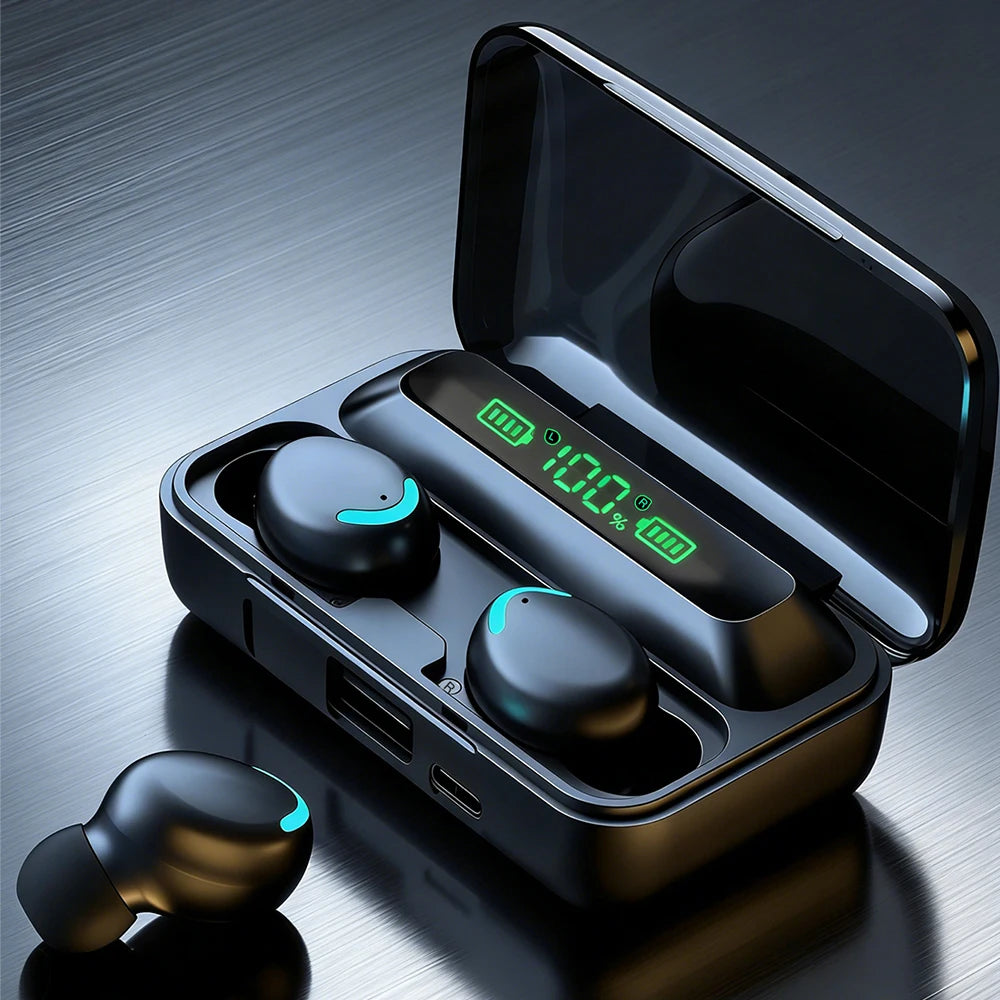 New TWS Bluetooth Earbuds 9D Noise Reduction Wireless Headset 600mAh Power Bank Charger Box LED Digital Display Touch Control