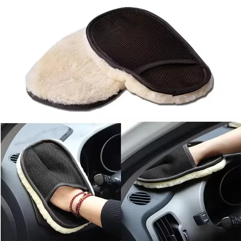 Soft Wool Car Washing Microfiber Cleaning Gloves Thickened Plush Motorcycle Washer Care High Density Universal Polishing Tools