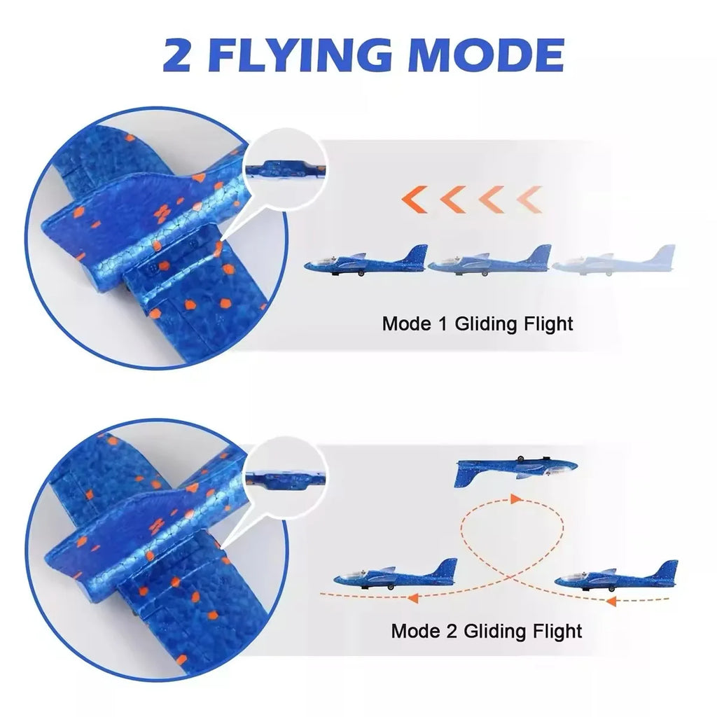 Glowing Foam Airplane 10m Launcher Ejection Aircraft Air Gun Toy for Children Outdoor Game Bubble Model Shooting Flight