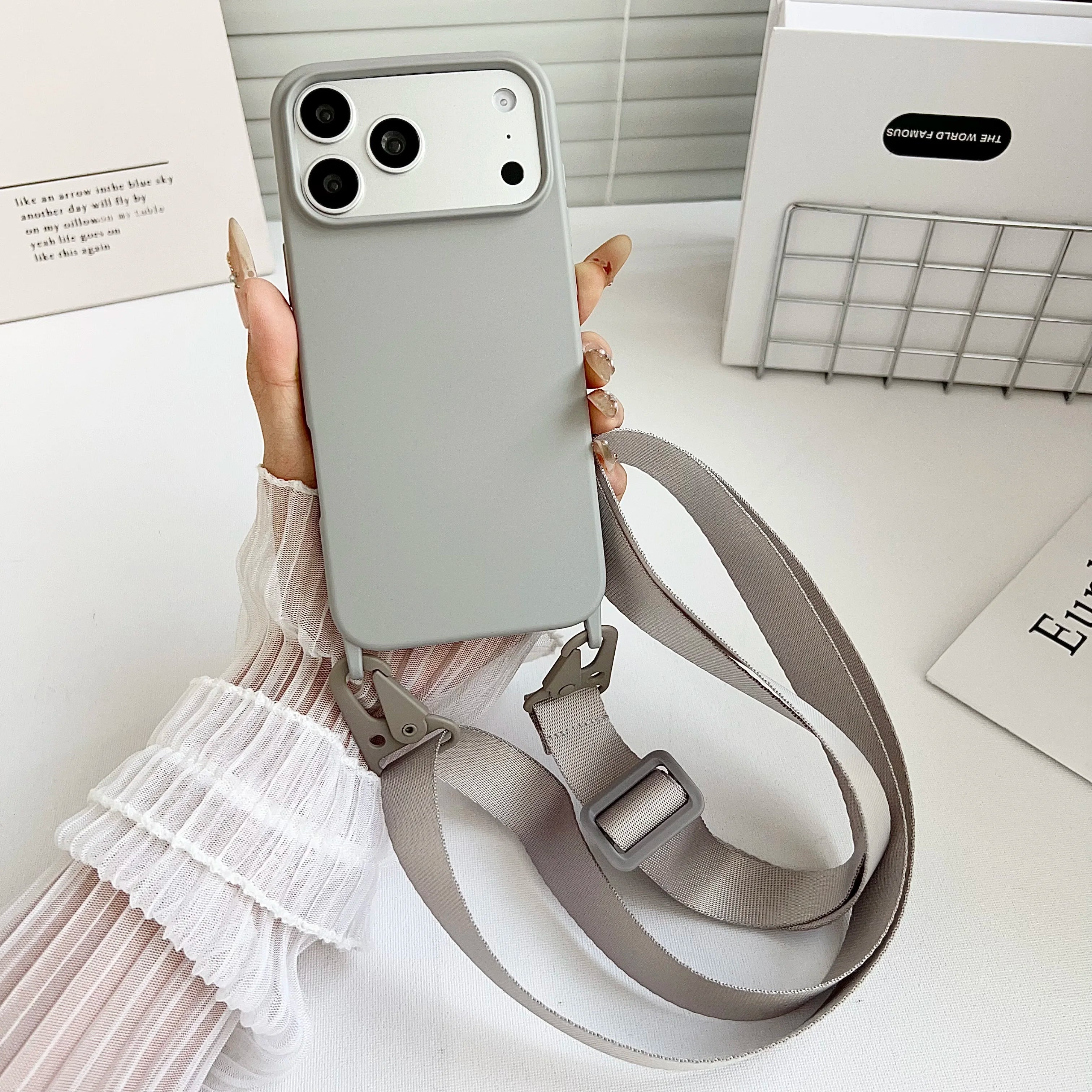 Crossbody Lanyard Matte Silicone Soft Case For iPhone 17 Pro Max 16 12 11 15 Pro 13 14 Plus Necklace Strap Shockproof Cover