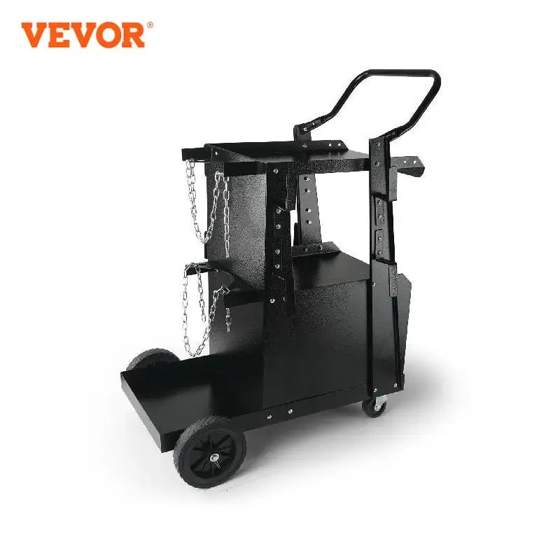 SucceBuy Welding Cart 2-Tier Heavy Duty Welder Cart w/ 360° Swivel Wheels Tank Storage Cabinet for TIG ARC Plasma Cutter Machine