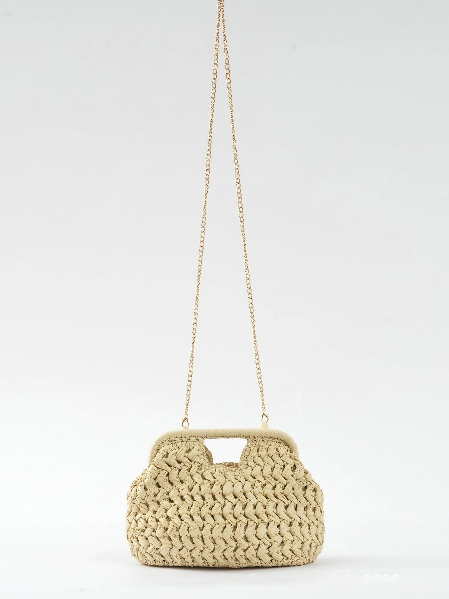 New Hollow Woven Bag Straw Clip Bag for Women Clutch Purse Crossbody Clip Bag Niche Summer