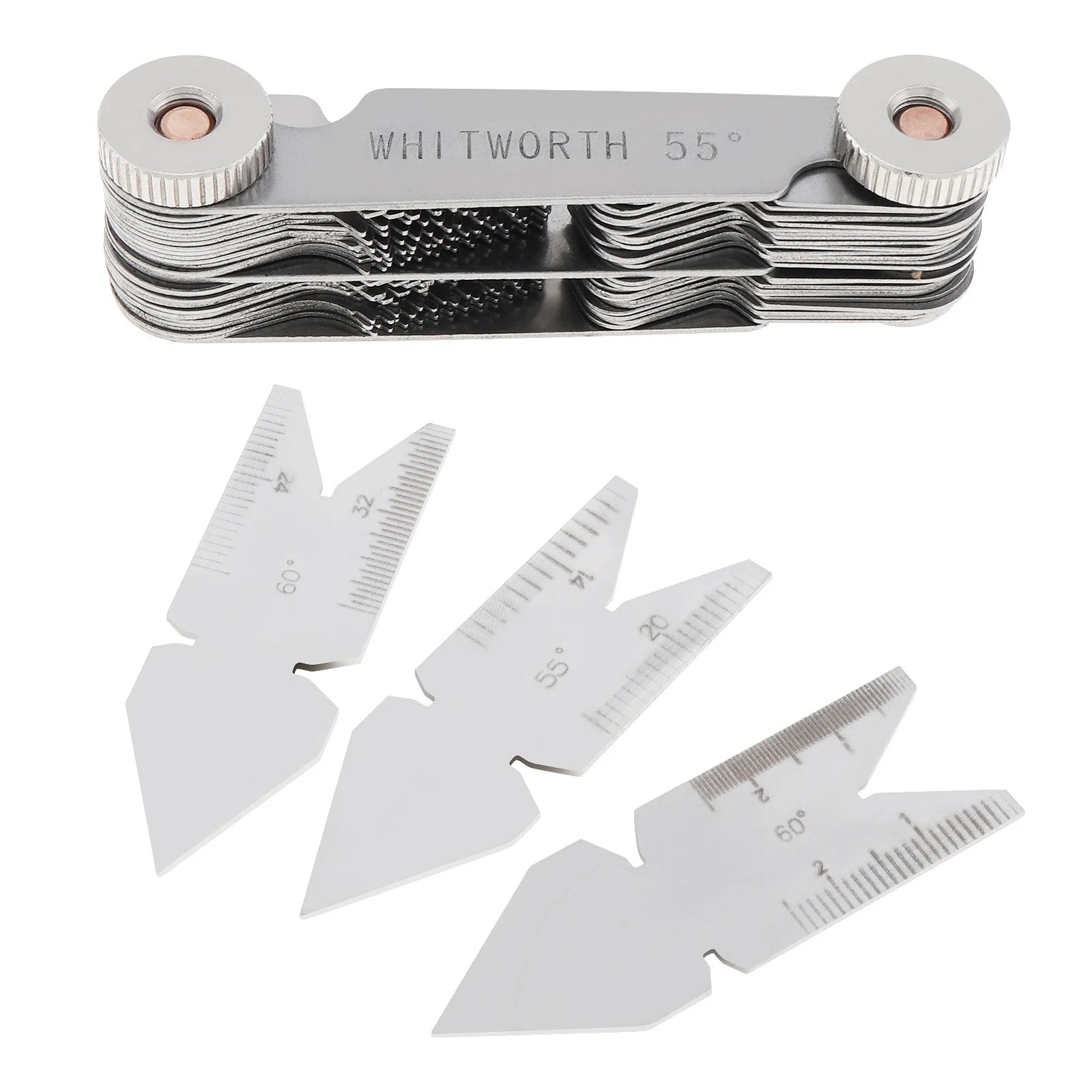 4pcs/set Metric Imperial US Screw Gauge 55 Degree 60 Degree Thread Pitch Gauge for Industrial Measurement
