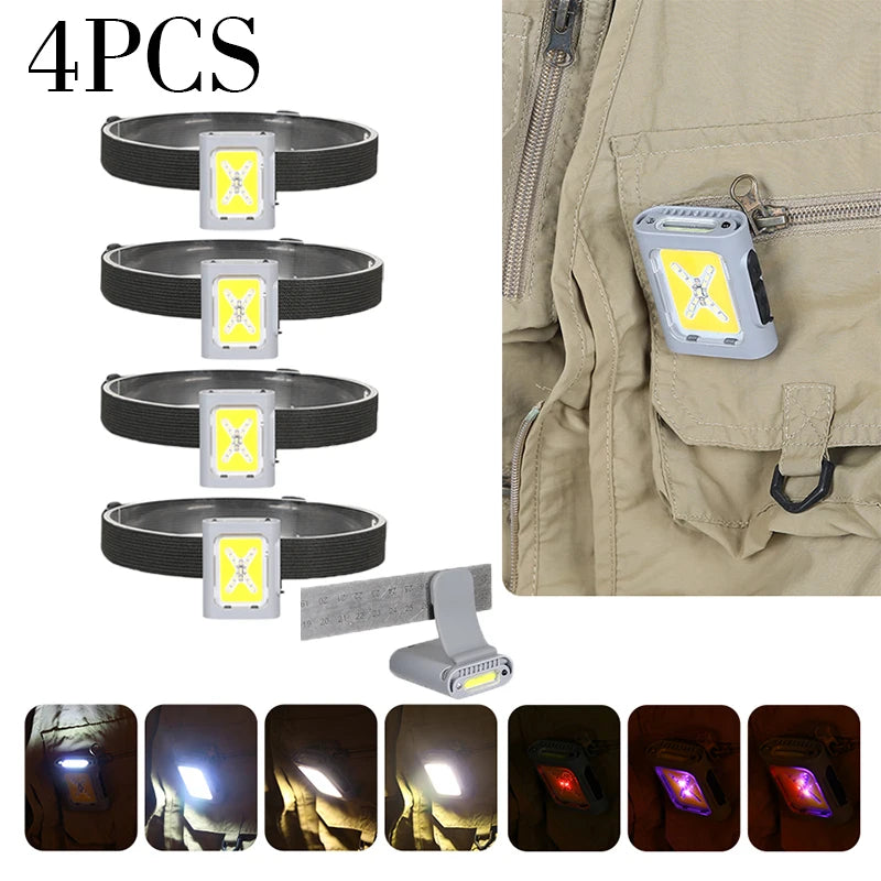 LED Safety Lights Run Light Outdoor Backpack Camping Silicone Clip Mode Walking Lamp for Night Portable Magnetic Emergency Light