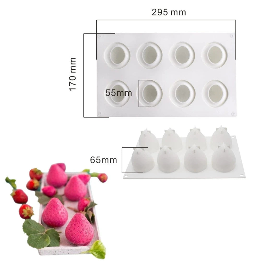 1pcs Pineapple Pear Peach Fruit Series Cake Silicone Mold Mango Orange Baking Mousse Mould Strawberry French Dessert Mousse Mold