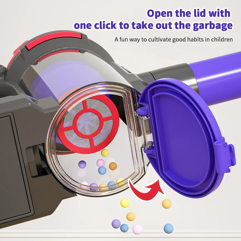 Kids Real Suction Cleaning Play Set with Storage Rack - 3-in-1 Electric Vacuum Cleaner & Pretend Cleaning Tools for Toddlers