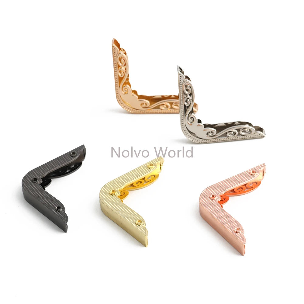 4/30/100PCS 64x64mm,48x48mm Edges Hollow Fixed Decorative Buckle For Handbag Metal Bag Corner Protectors With Screws Accessories