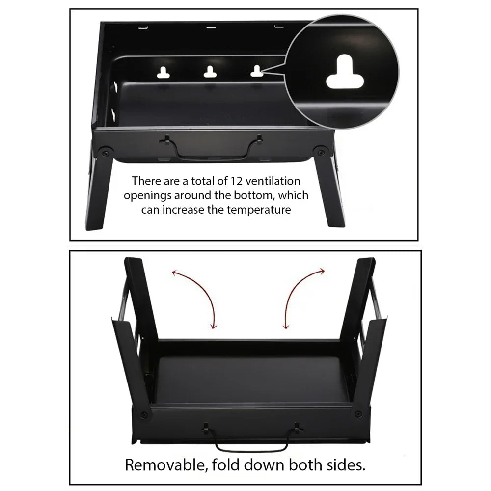 1Set Barbecue Charcoal Stove Portable Foldable Steel BBQ Grills  for Outdoor Grilling Cooking Camping Hiking Picnics Tailgating