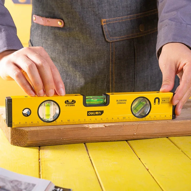 Deli 300-600mm High Precision Magnetic Level Ruler Aluminum Alloy Blister Design Multifunctional Level Measuring Instruments