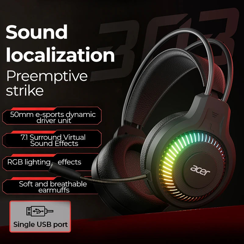 RGB Cool Lighting Wired Earphones Low Latency Headphones with Mic Breathable Comfortable Earbuds Surround Sound Effects for Game