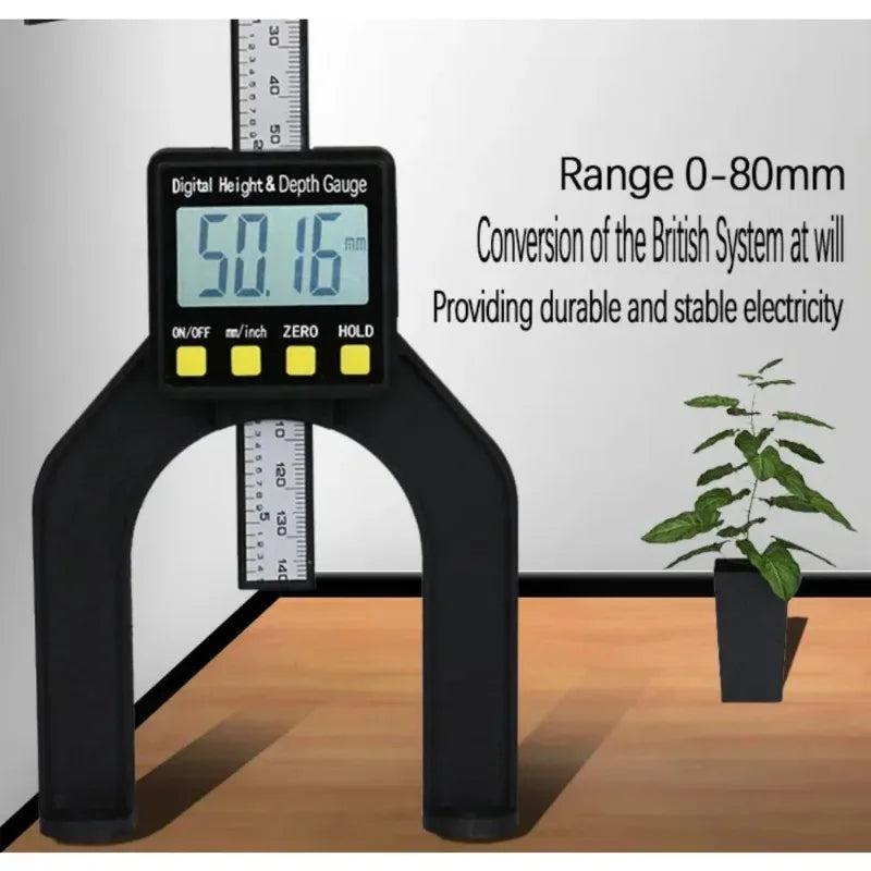 Digital Height Meter Electronic Height Depth Gauge Digital Display Woodworking Ruler Measure Tool 0‑80mm Magnetic Depth Gage
