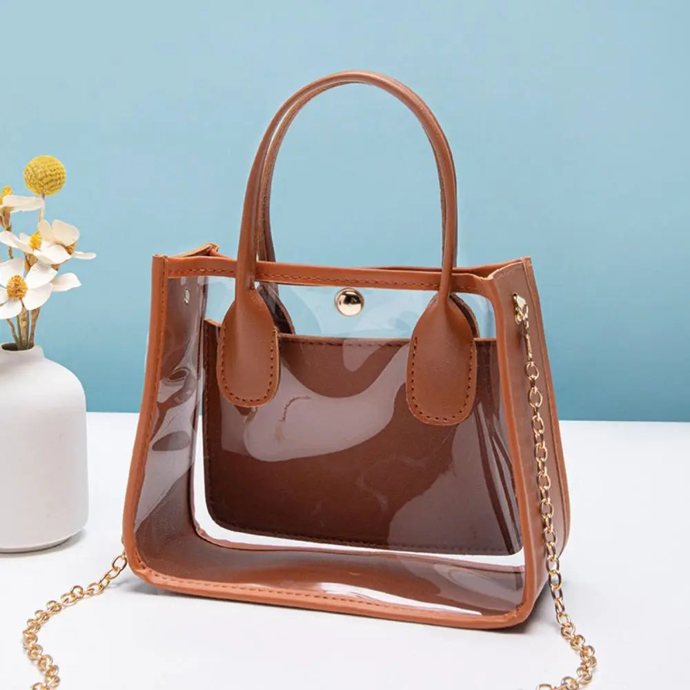 Internet Celebrity Popular Transparent Jelly Handbag Trendy Small Fresh and Fashionable Versatile Chain Crossbody Bag