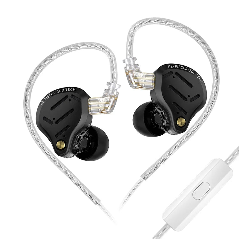KZ Pisces Dual Dynamic Drive Unit Earphones With Sound Adjustment Switch Two Versions In Ear Earbuds