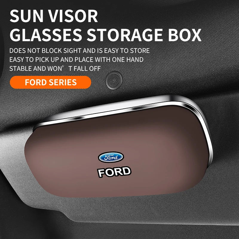 For Ford Mondeo Focus Explorer Escape Kuga Everest Bronco F-150 Ranger Transit Car-Mounted Sunshade Eyeglass Case