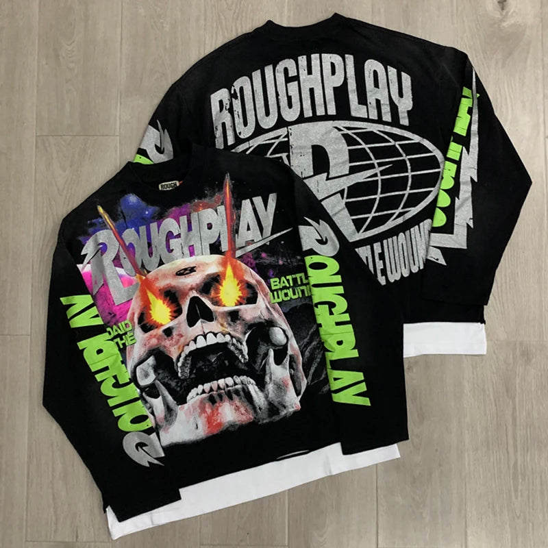 26SS New High Quality Street Lashion Hip Hop Rough Long Sleeved Fall Men's Women's Loose Casual T-Shirt
